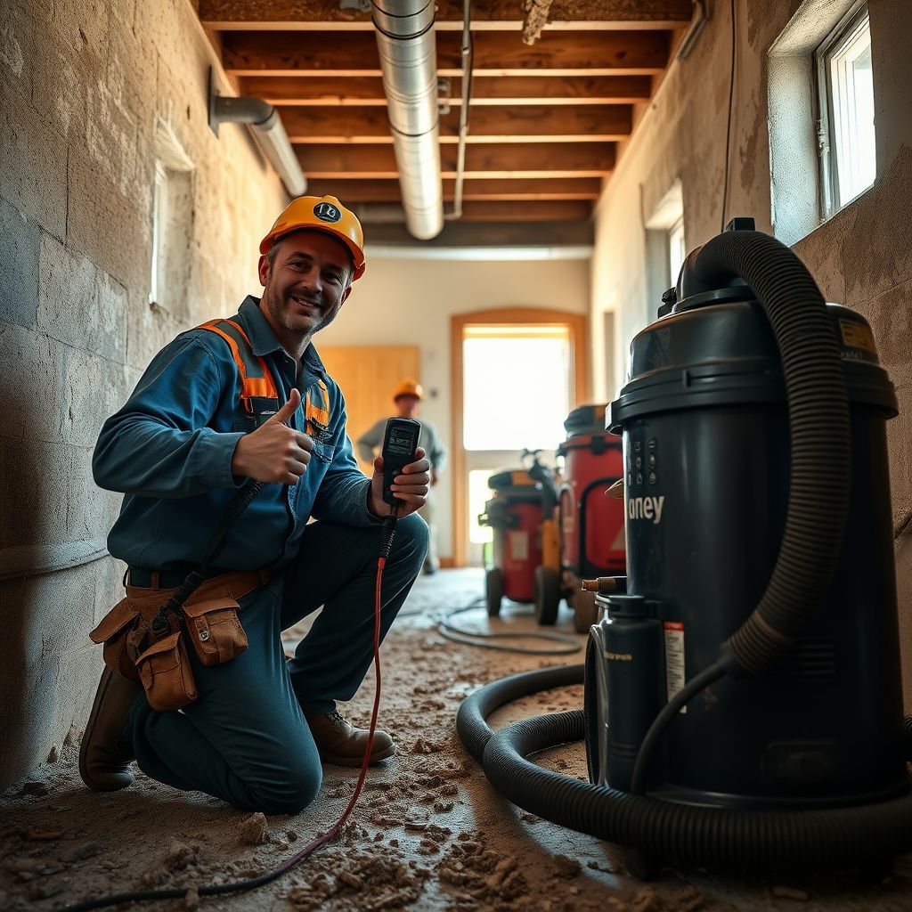 A Royal Ridge Mold Removal technician explaining the remediation process to a homeowner in a modern Bee Cave kitchen.