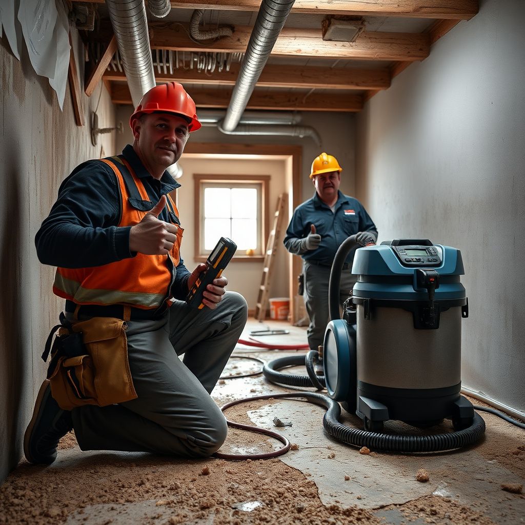 A Royal Ridge Mold Removal technician explaining the mold remediation process to a homeowner in a clean, well-lit Manor, Texas living room.